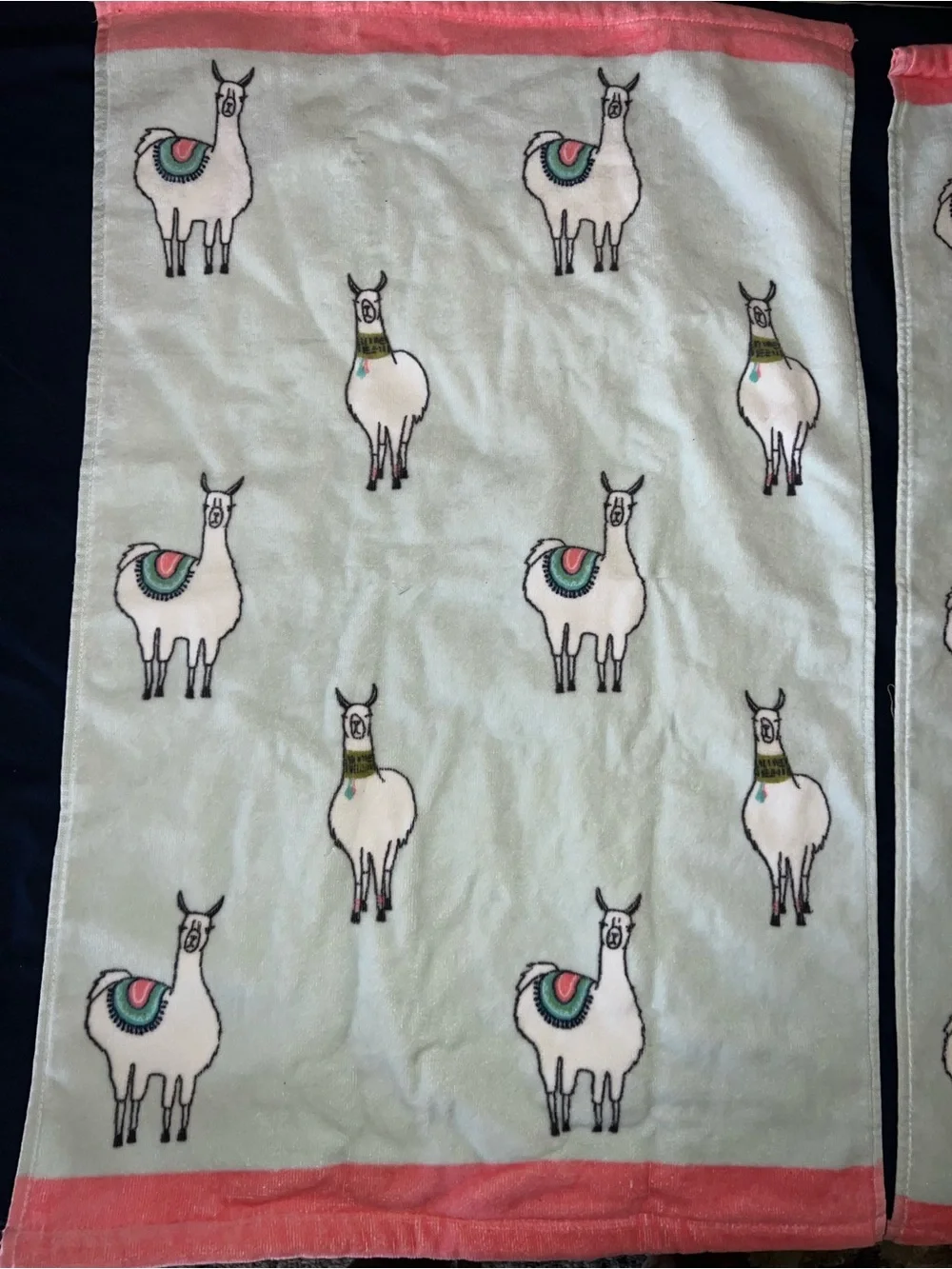 Artisan de Lux Velour Llama 12x28in Bathroom Cottagecore Country Hand Towels